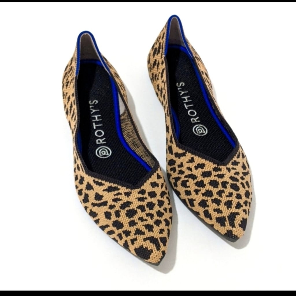 Rothy's The Point Leopard Woman's Flat Shoes - Picture 1 of 9